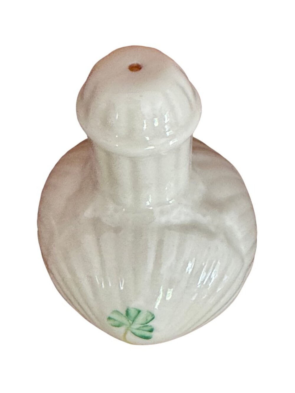 Belleek Ireland Shamrock Salt & Pepper Shaker Set with Stopper - Picture 8 of 10